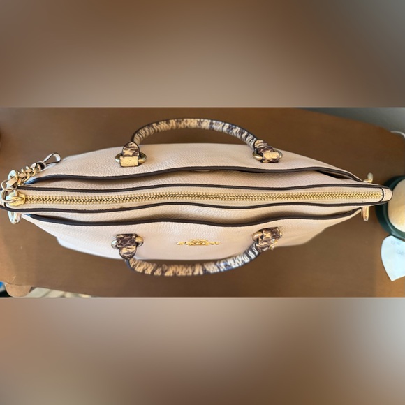 Coach Cream Mia Satchel with Animal Print Handles and Crossbody Strap - Picture 11 of 16